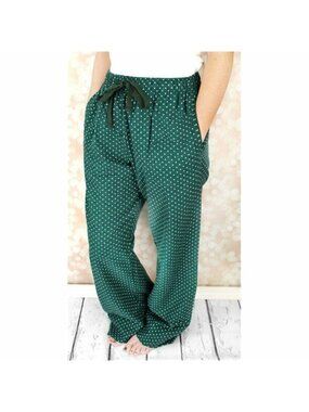 Pajama Pants for Women Green Polka Dot/Plaids PJs Sleepwear Small